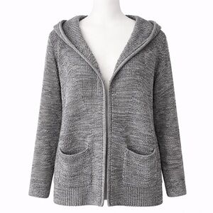 Size L Victoria’s Secret Women’s Gray Hooded Knit Cardigan Sweater